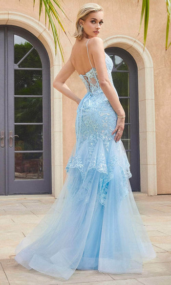 Ladivine by Cinderella Divine Dresses - Ladivine 9316 Embroidered Sheer Corset Prom Dress - Prom