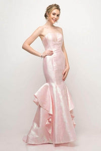 Ladivine A5033 Jacquard Strapless Mermaid Gown - Prom