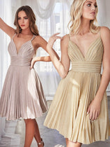 Ladivine AM391 - Plunging V-Neck Short Prom Dress