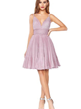 Ladivine AM391 - Plunging V-Neck Short Prom Dress