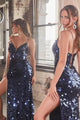 Ladivine B1141 - Sparkling Paillette Sheath Gown - Prom