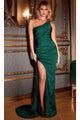 Ladivine B8401- Ruched Asymmetric Sheath Dress - Prom