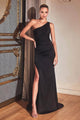Ladivine B8401- Ruched Asymmetric Sheath Dress - Prom