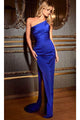 Ladivine B8401- Ruched Asymmetric Sheath Dress - Prom