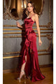 Ladivine B8421 - Ruffled Sheath Dress with Side Slit - Prom