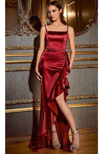 Ladivine B8421 - Ruffled Sheath Dress with Side Slit - Prom