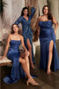 Ladivine B8422 V-Neckline Wrap Long Sleeve Sequin Evening Gown - Dress