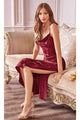 Ladivine BD103 - Satin Cowl Neck Tea-Length Dress - Prom
