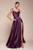 Ladivine BD104 A-Line High Slit Stylish Bridesmaids Dress - EGGPLANT / XS - Dress