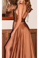 Ladivine BD104 - Satin Cowl Neck Prom Gown - Prom