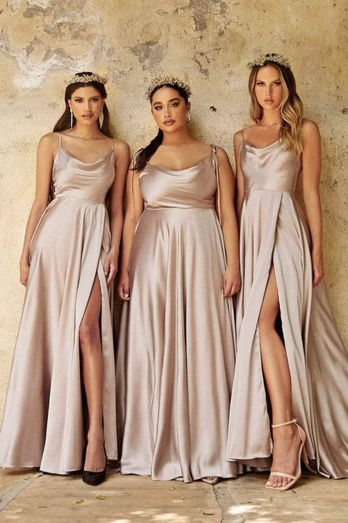 Ladivine BD104 - Satin Cowl Neck Prom Gown - Prom
