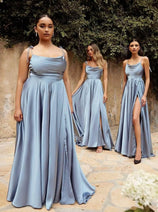 Ladivine BD104 - Satin Cowl Neck Prom Gown