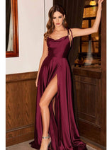 Ladivine BD104 - Satin Cowl Neck Prom Gown