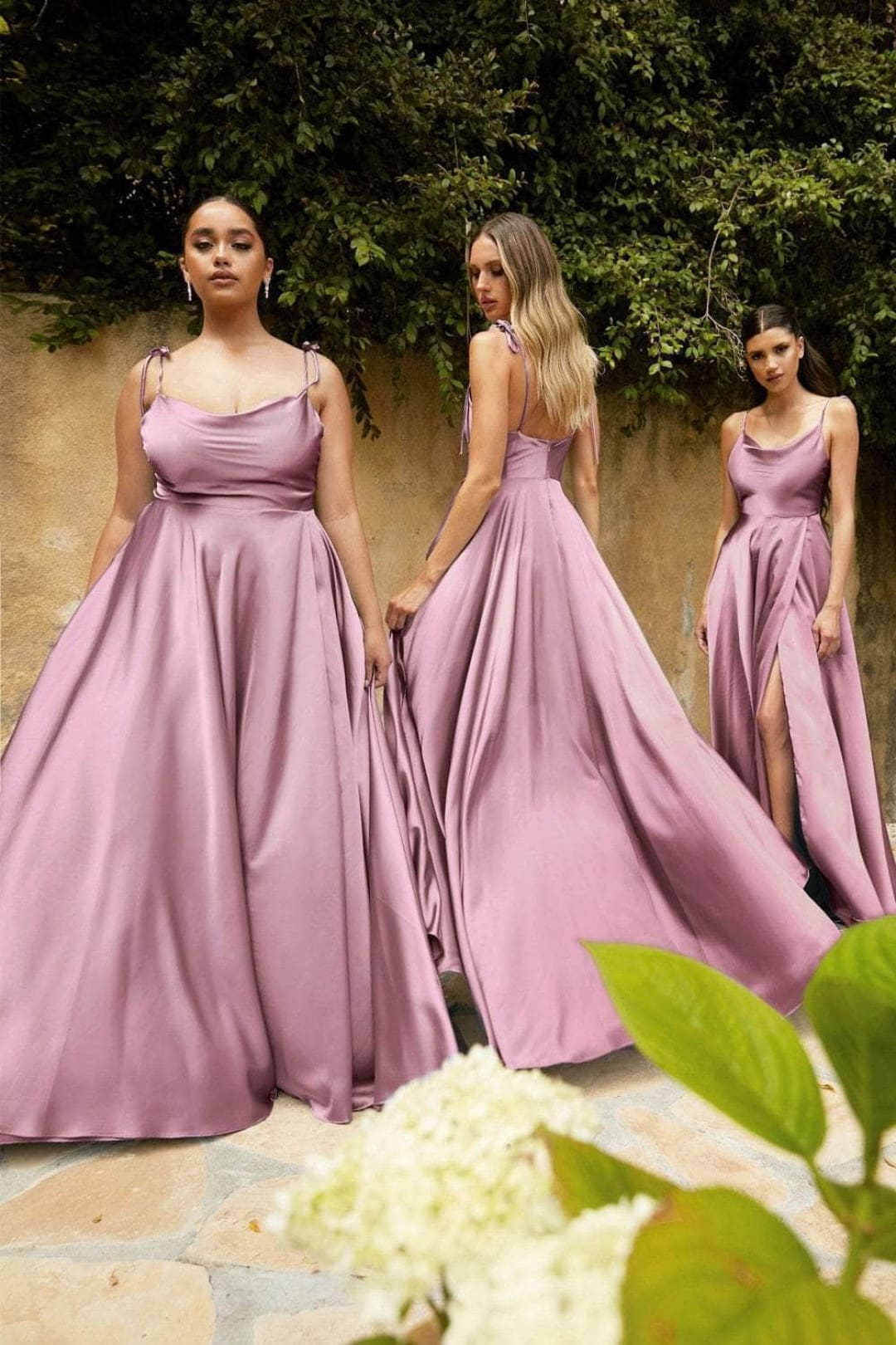 Ladivine BD104 - Satin Cowl Neck Prom Gown - Prom