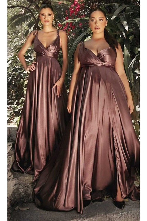 Ladivine BD105 - Flowy Satin A-Line Gown - Prom