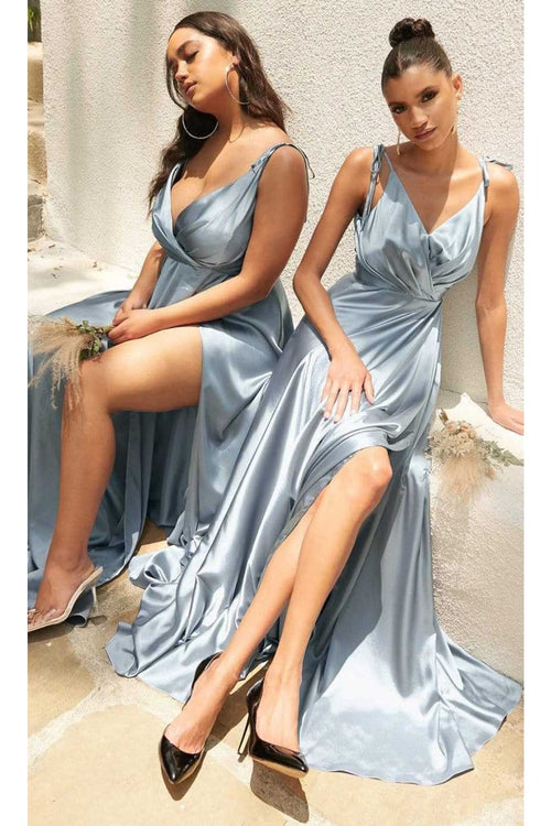 Ladivine BD105 - Flowy Satin A-Line Gown - Prom