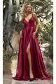 Ladivine BD105 - Flowy Satin A-Line Gown - Prom