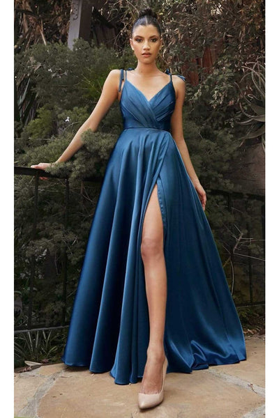 Ladivine BD105 - Flowy Satin A-Line Gown - Prom