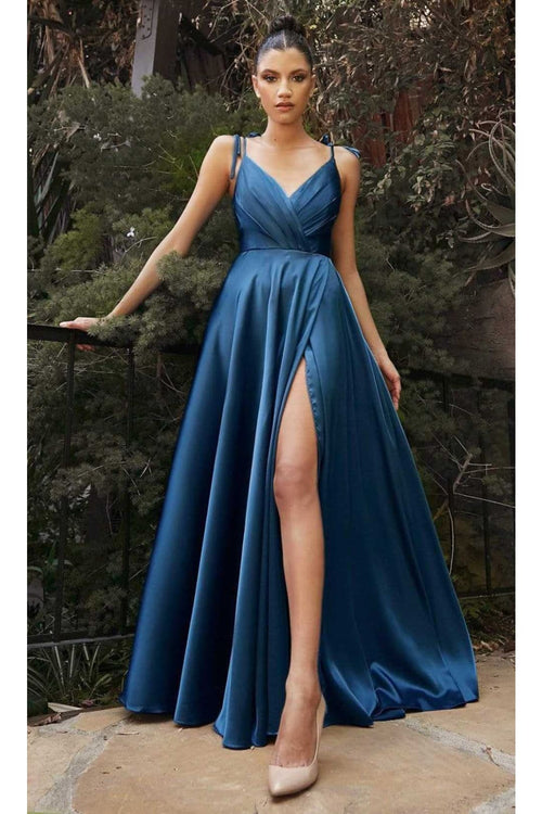 Ladivine BD105 - Flowy Satin A-Line Gown - Prom