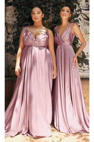 Ladivine BD105 - Flowy Satin A-Line Gown - Prom