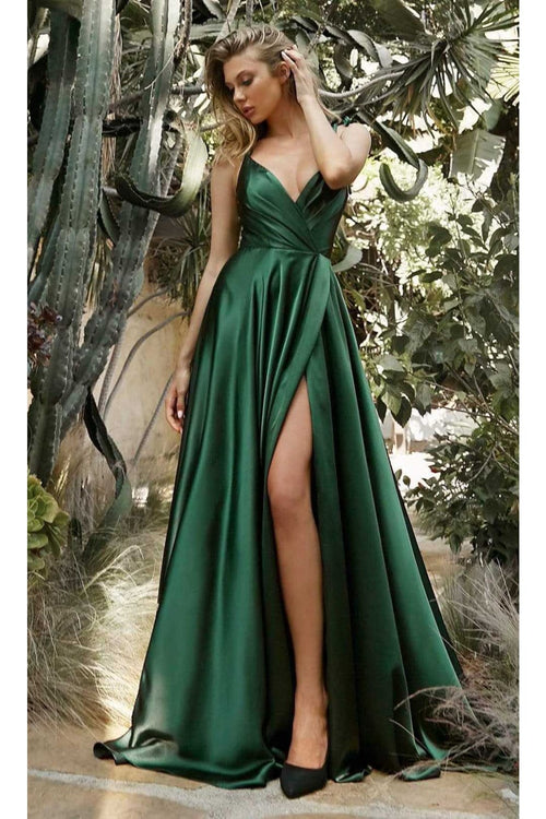 Ladivine BD105 - Flowy Satin A-Line Gown - Prom