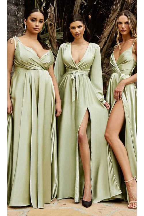 Ladivine BD105 - Flowy Satin A-Line Gown - Prom