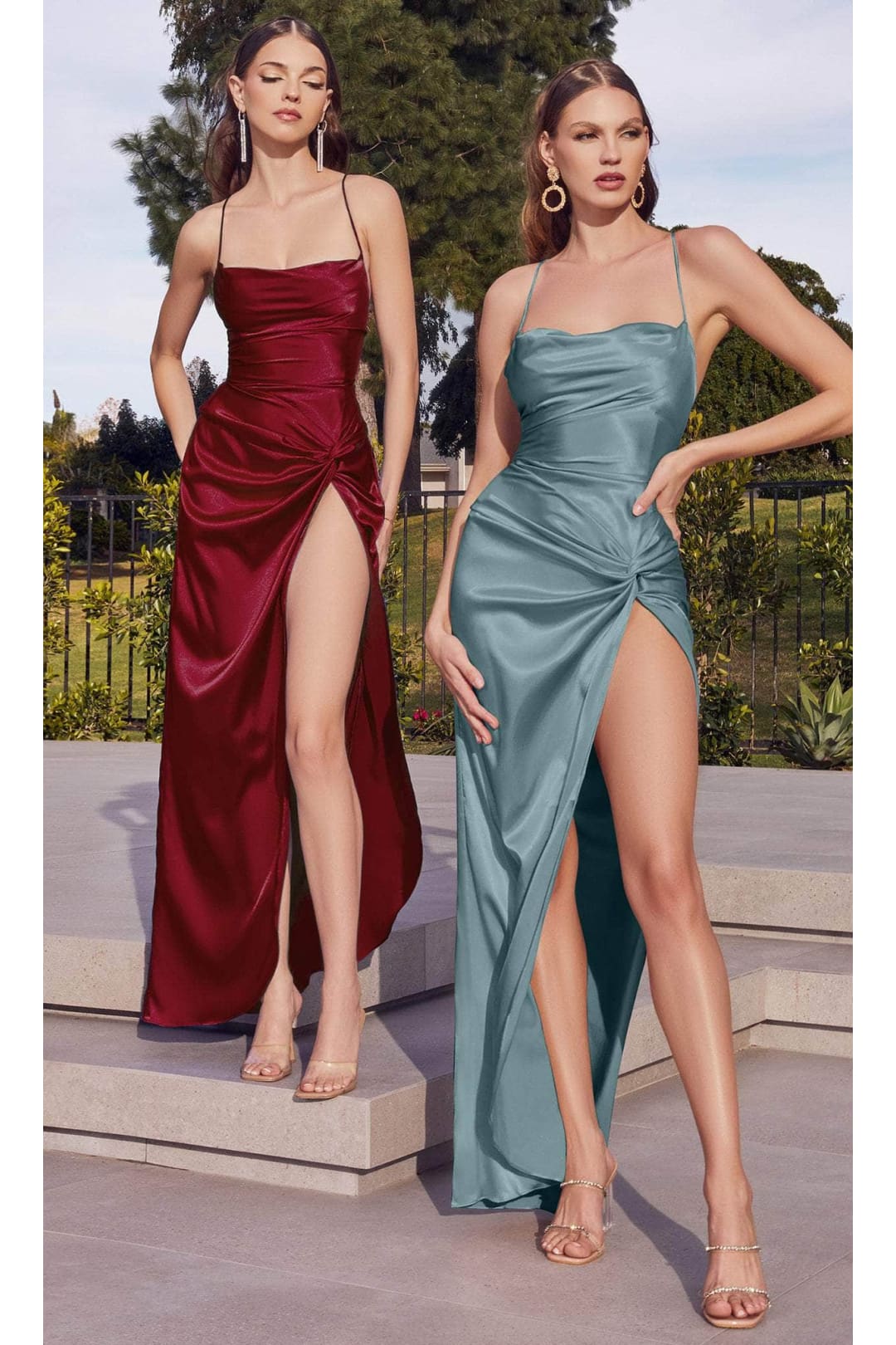 Ladivine BD111 - Metallic Drape Prom Dress - Prom