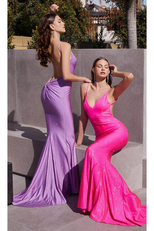 Ladivine BD4001 - Glittered V-Neck Evening Gown Shine - Prom