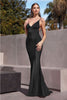 Ladivine BD4001 V Neck Sparkling Mermaid Red Carpet Gown - BLACK - Dress