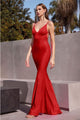 Ladivine BD4001 V Neck Sparkling Mermaid Red Carpet Gown - Dress