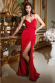 Ladivine BD4002 Fitted Criss Cross Open Back Sleeveless Formal Gown - DEEP RED / XS - Dress