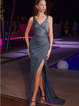Ladivine BD4003 Glitter Fitted V- Neck Sexy Prom Evening Gown