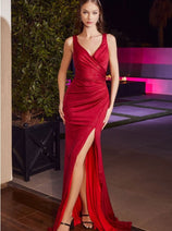 Ladivine BD4003 Glitter Fitted V- Neck Sexy Prom Evening Gown