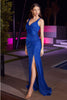 Ladivine BD4003 Glitter Fitted V- Neck Sexy Prom Evening Gown - ROYAL / S - Dress