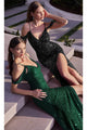 Ladivine BD4004 - Cold Shoulder Sequin Long Prom Dress - Prom