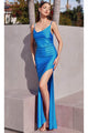 Ladivine BD7012 - Cowl Neck Ruched Evening Gown - Prom