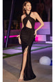 Ladivine BD7026 - Halter Ruched Drawstring Gown - Prom