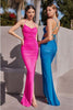 Ladivine BD7042 Spaghetti Straps Fitted Ruched Prom Evening Dress - Dress