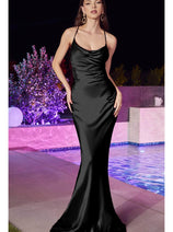 Black Christmas & Holiday Dress in Satin by Ladivine BD7044