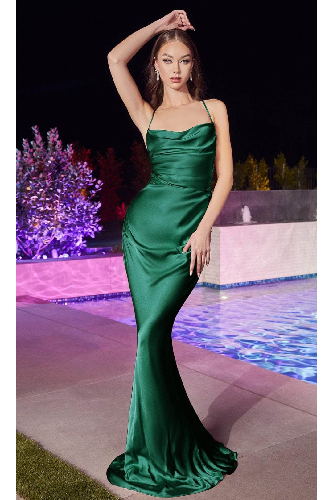 Ladivine BD7044 - Cowl Mermaid Prom Dress with Flair - Prom