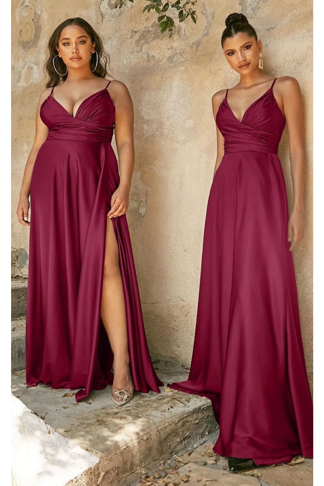 Ladivine Burgundy Plus Size Prom Dress Long Formal Evening Gown 7485C - Burgundy / 2 - Prom