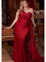 Ladivine Burgundy Plus Size Prom Dress Long Formal Evening Gown PT004C