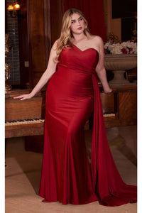 Ladivine Burgundy Plus Size Prom Dress Long Formal Evening Gown PT004C - Burgundy / 18 - Dress