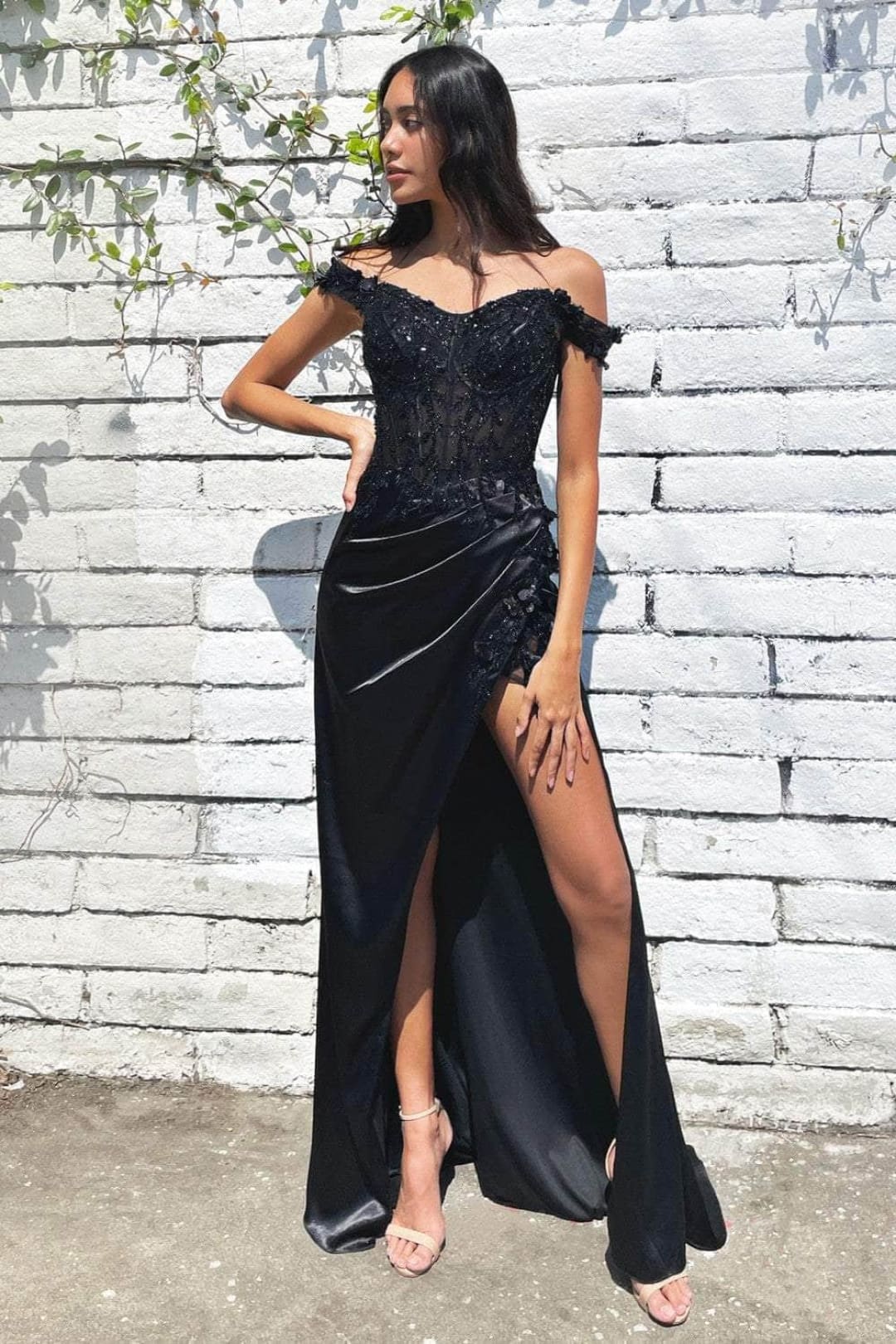 Ladivine by Cinderella Divine Dresses - Ladivine CD0186 - Romantic Floral Off-Shoulder Gown - Prom