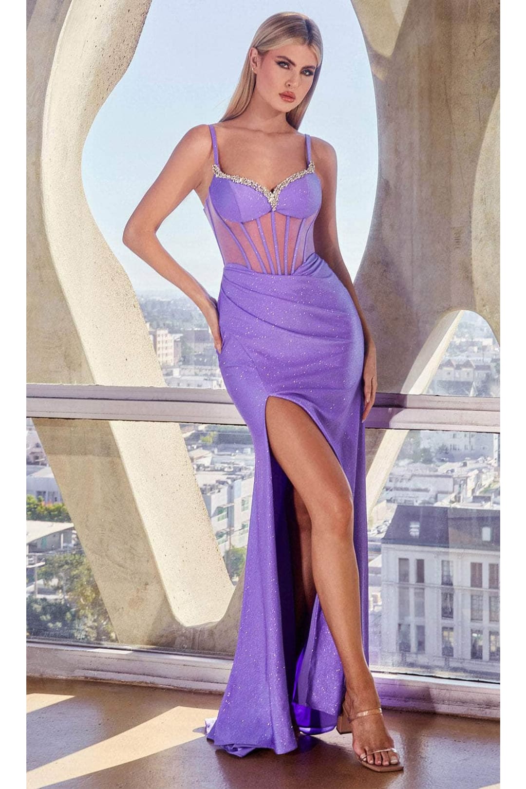 Ladivine by cinderella divine Dresses - Ladivine CD307 Illusion Corset Sleeveless Gown - Prom