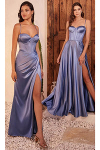 Ladivine by cinderella divine Dresses - Ladivine CD337 Sweetheart Corset Formal Gown - Smoky Blue / 2 - Prom