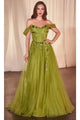 Ladivine by Cinderella Divine Dresses - Ladivine CD799 Glitter Embroidered A-Line Prom Dress - Prom