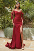 Ladivine by cinderella divine Dresses- Ladivine CD943 High-Slit Modest Jersey Evening Gown - Prom