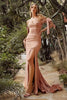 Ladivine by cinderella divine Dresses- Ladivine CD943 High-Slit Modest Jersey Evening Gown - Prom