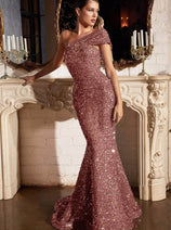 Ladivine by cinderella divine Dresses - Ladivine CD980 One-Shoulder Sequin Gown